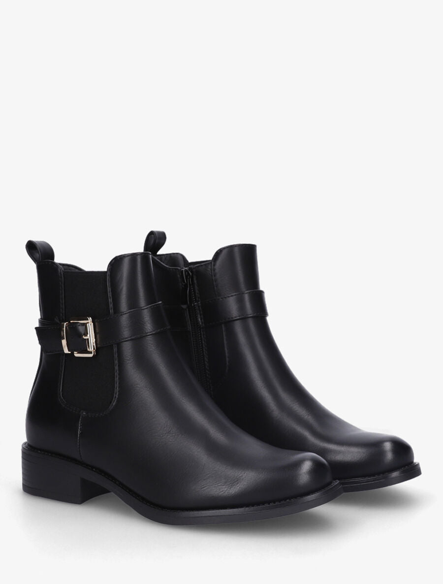 Bottines élastiquées en simili - Noir - 4