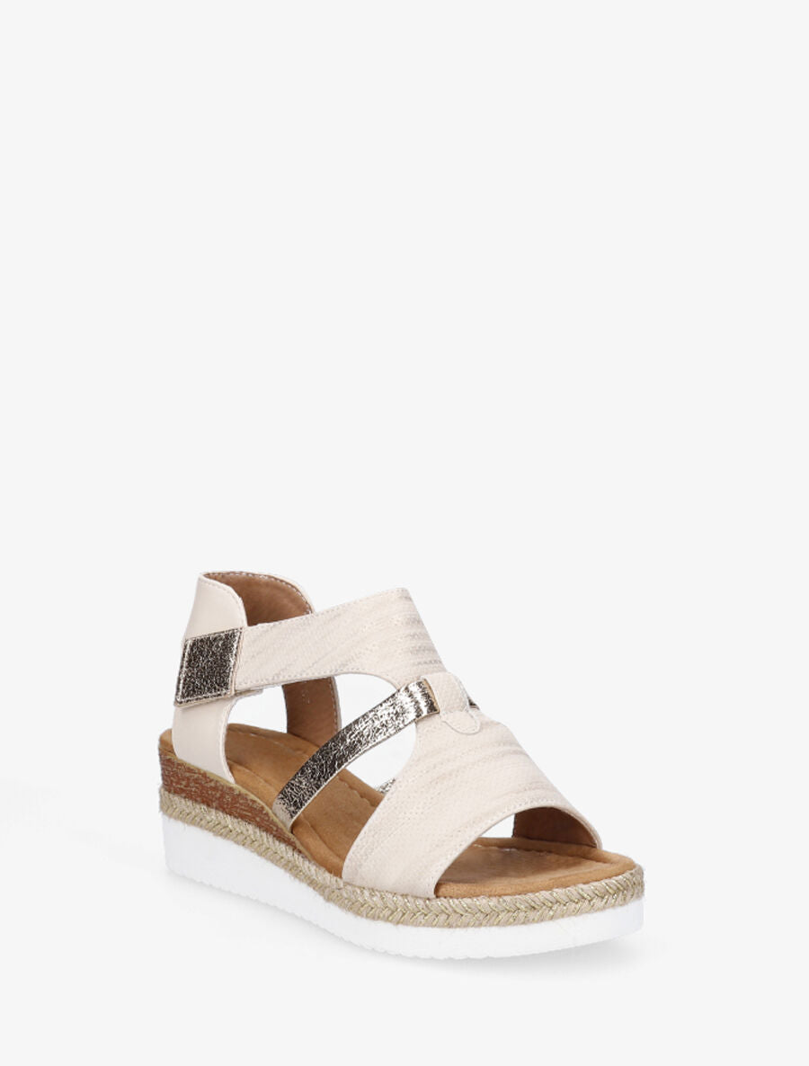 Sandales compensées irisées en simili - Beige - 2