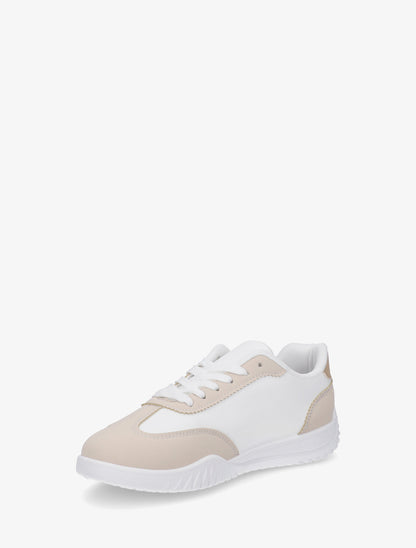 Baskets en simili à bandes - Beige - 3