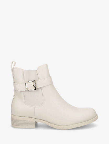 Bottines élastiquées en simili - Beige - 5