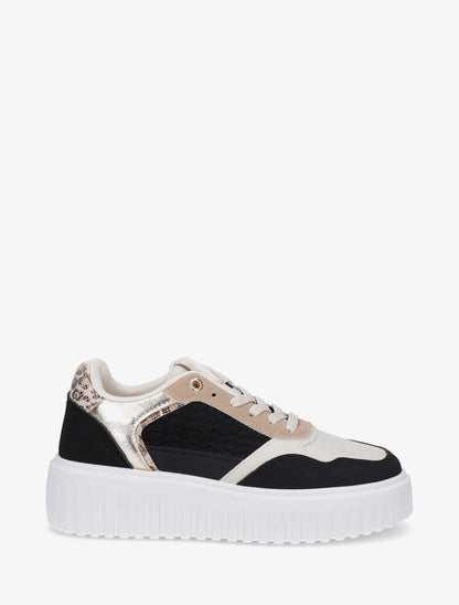 Sneakers à plateforme striée - Noir - 1