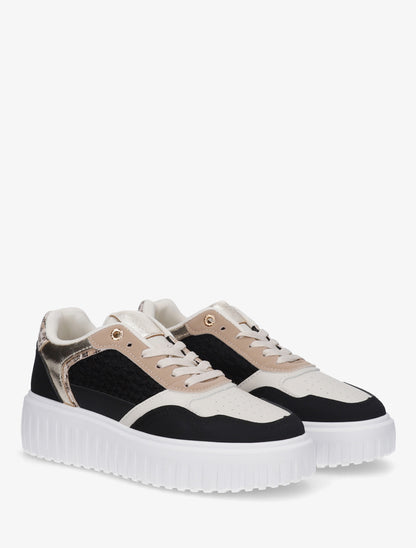 Sneakers à plateforme striée - Noir - 4