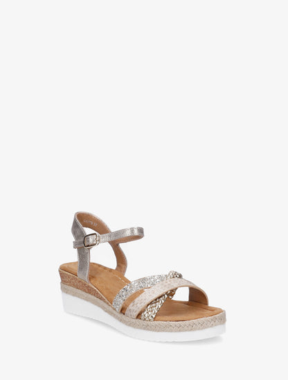 Sandales compensées à brides dépareillées - Or - 2