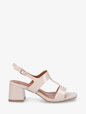 Sandales mi-hautes en simili vernis - Beige - 1