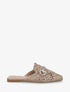 Mules en raphia à bijoux strassés - Taupe - 1