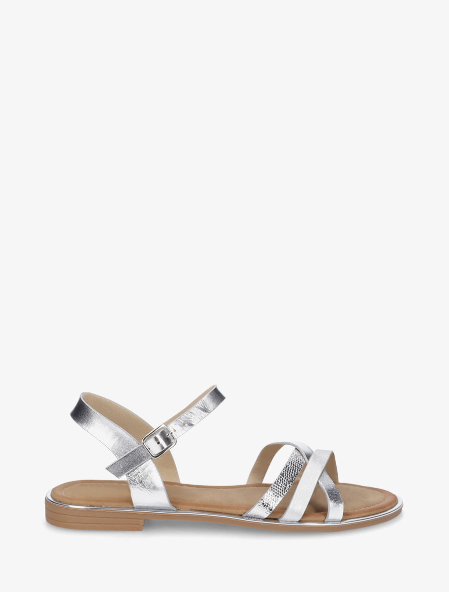 Nu-pieds croisés à brides fantaisies - Argent - 1