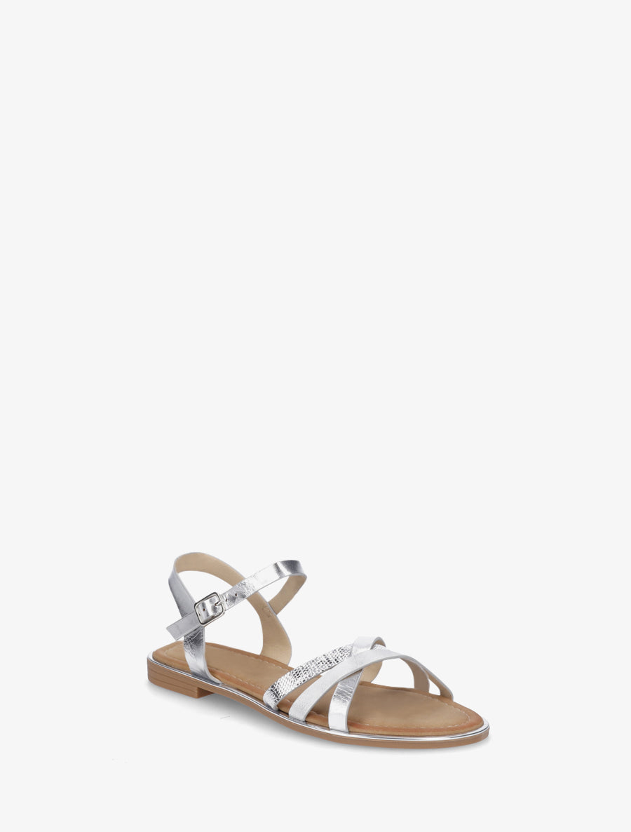 Nu-pieds croisés à brides fantaisies - Argent - 2