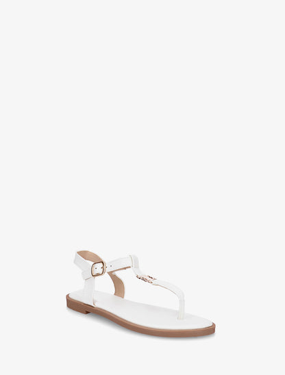 Nu-pieds à entredoigt et empiècement métal - Blanc - 2