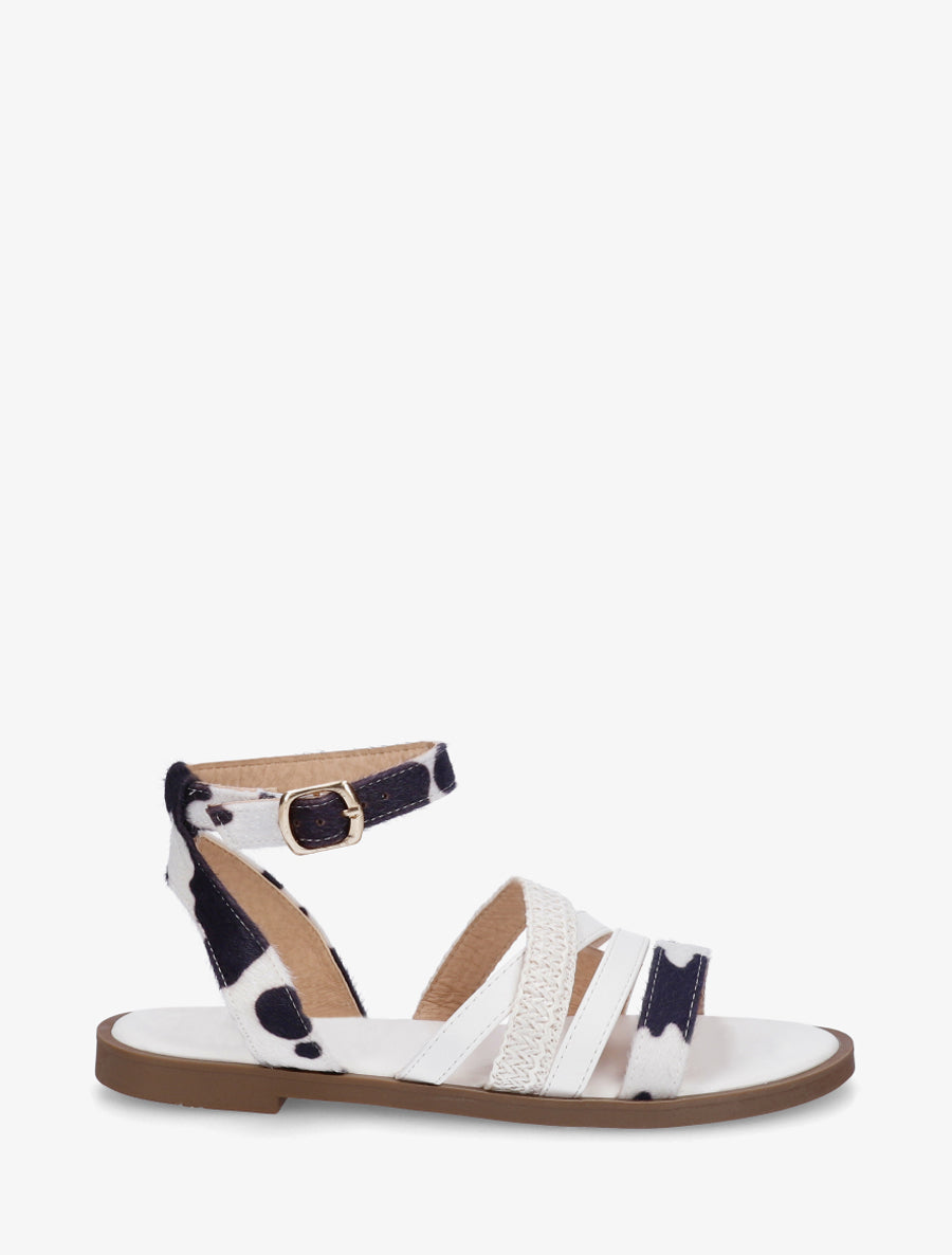 Nu-pieds à brides imprimé vache - Blanc - 1