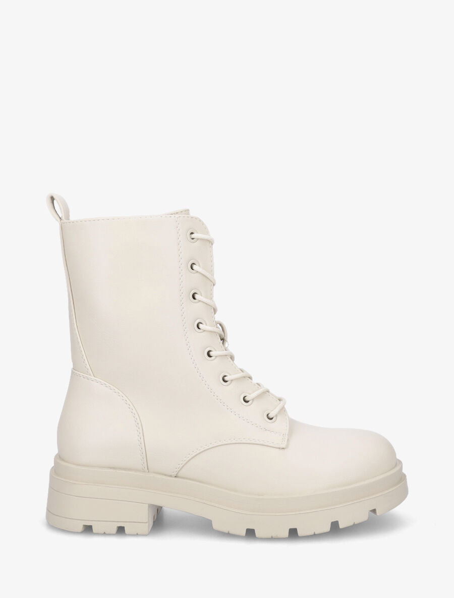 Bottines montantes à lacets - Beige - 1