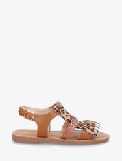 Nu-pieds frangés à double boucles - Camel - 1