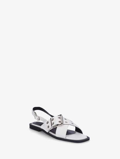 Nu-pieds en simili à brides croisées - Blanc - 2
