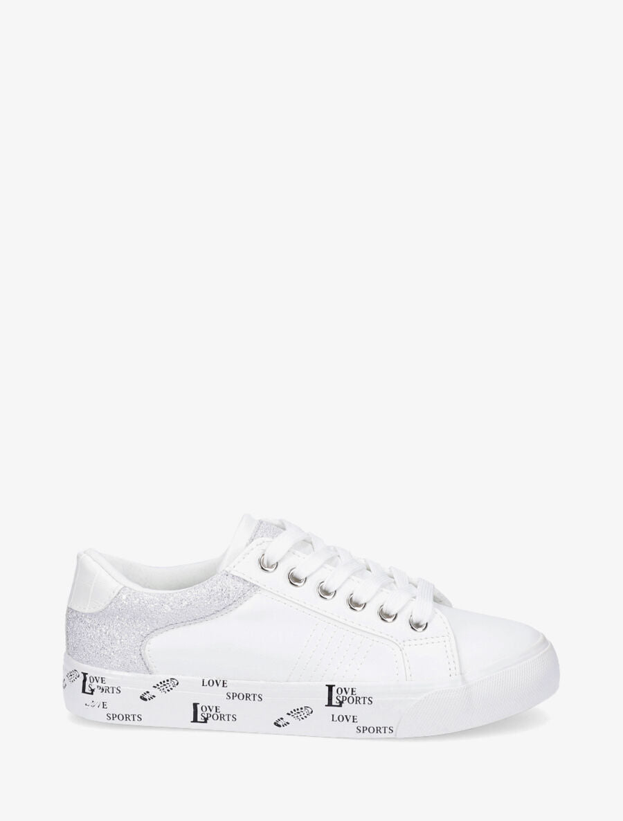 Sneakers en simili à flocage - Argent - 1
