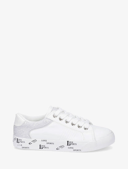 Sneakers en simili à flocage - Argent - 1