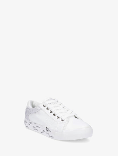 Sneakers en simili à flocage - Argent - 2