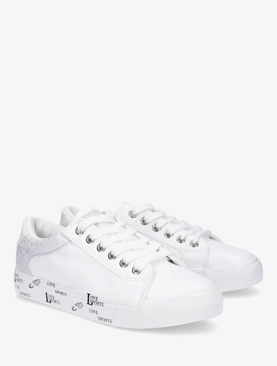 Sneakers en simili à flocage - Argent - 4