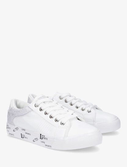 Sneakers en simili à flocage - Argent - 4