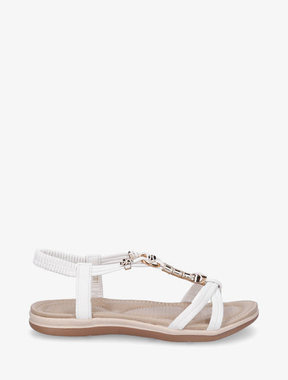 Sandales à bijoux et cheville élastiquée - Blanc - 1