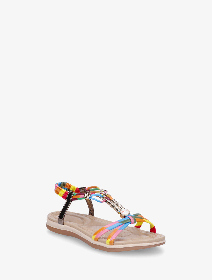 Sandales à bijoux et cheville élastiquée - Rose - 2