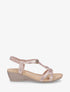 Sandales compensées à bride tressée en simili nacré - Rose gold - 1