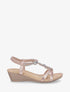 Sandales compensées à empiècement perles et strass - Rose gold - 1