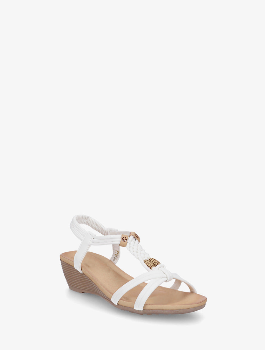 Sandales compensées à chevilles élastiqués - Blanc - 2