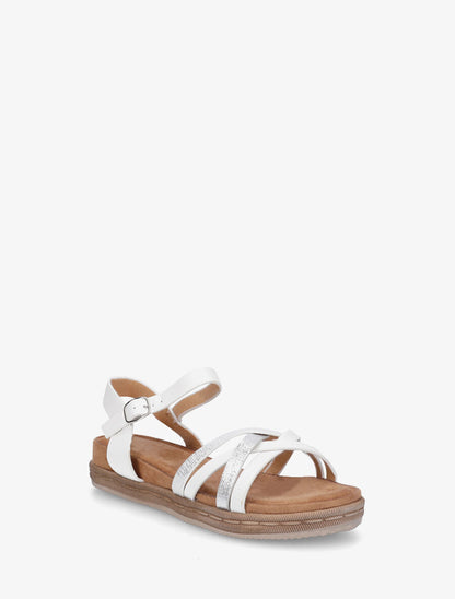 Nu-pieds à brides croisées effet irisé et python - Blanc - 2