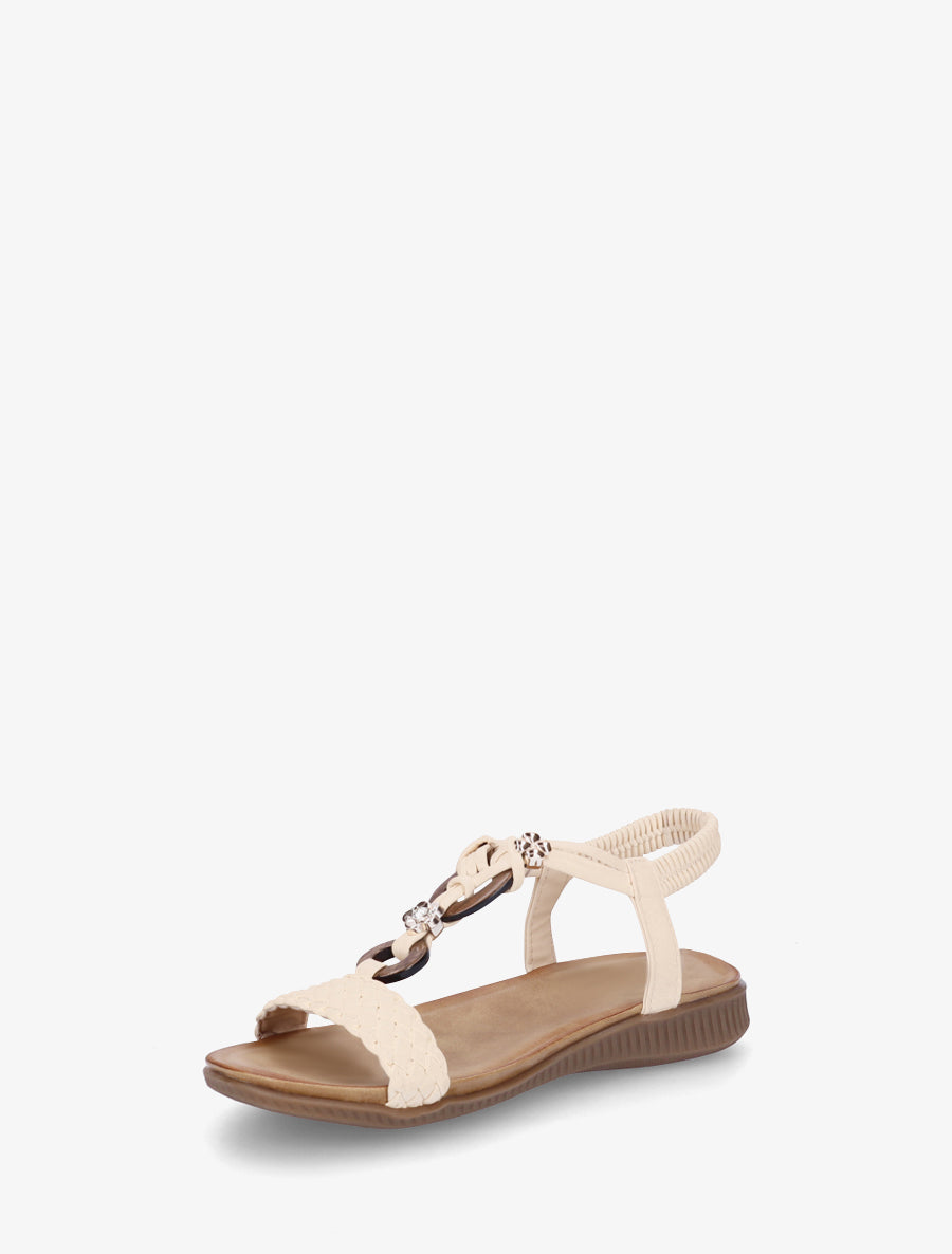 Nu-pieds à empiècement bijoux - Beige - 3