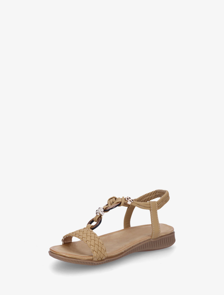 Nu-pieds à empiècement bijoux - Taupe - 3