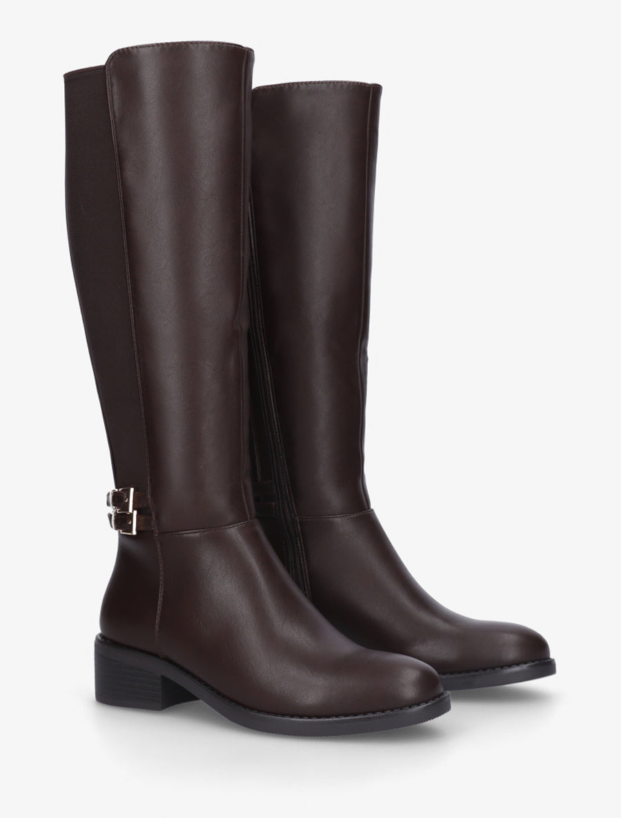 Bottes élastiquées à double boucles - Marron - 4