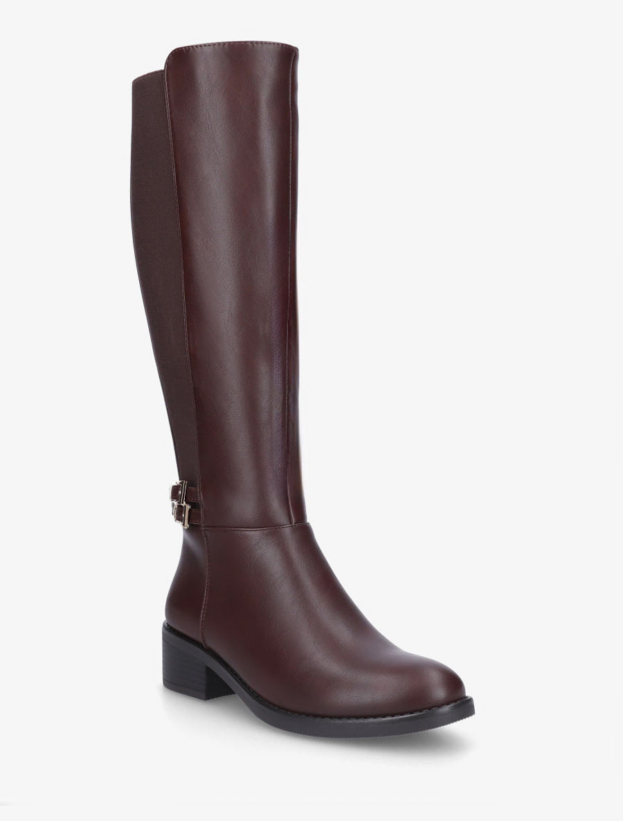 Bottes élastiquées à double boucles - Lie de vin - 2