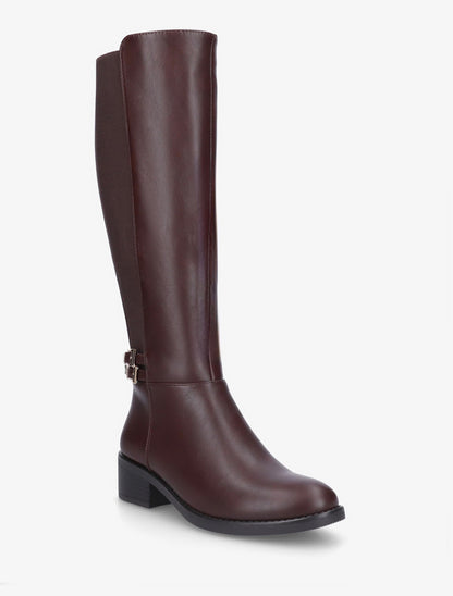 Bottes élastiquées à double boucles - Lie de vin - 2