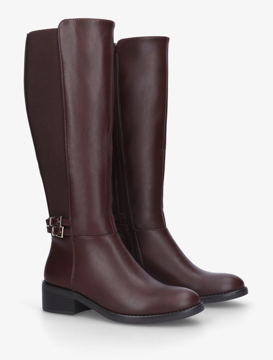 Bottes élastiquées à double boucles - Lie de vin - 4