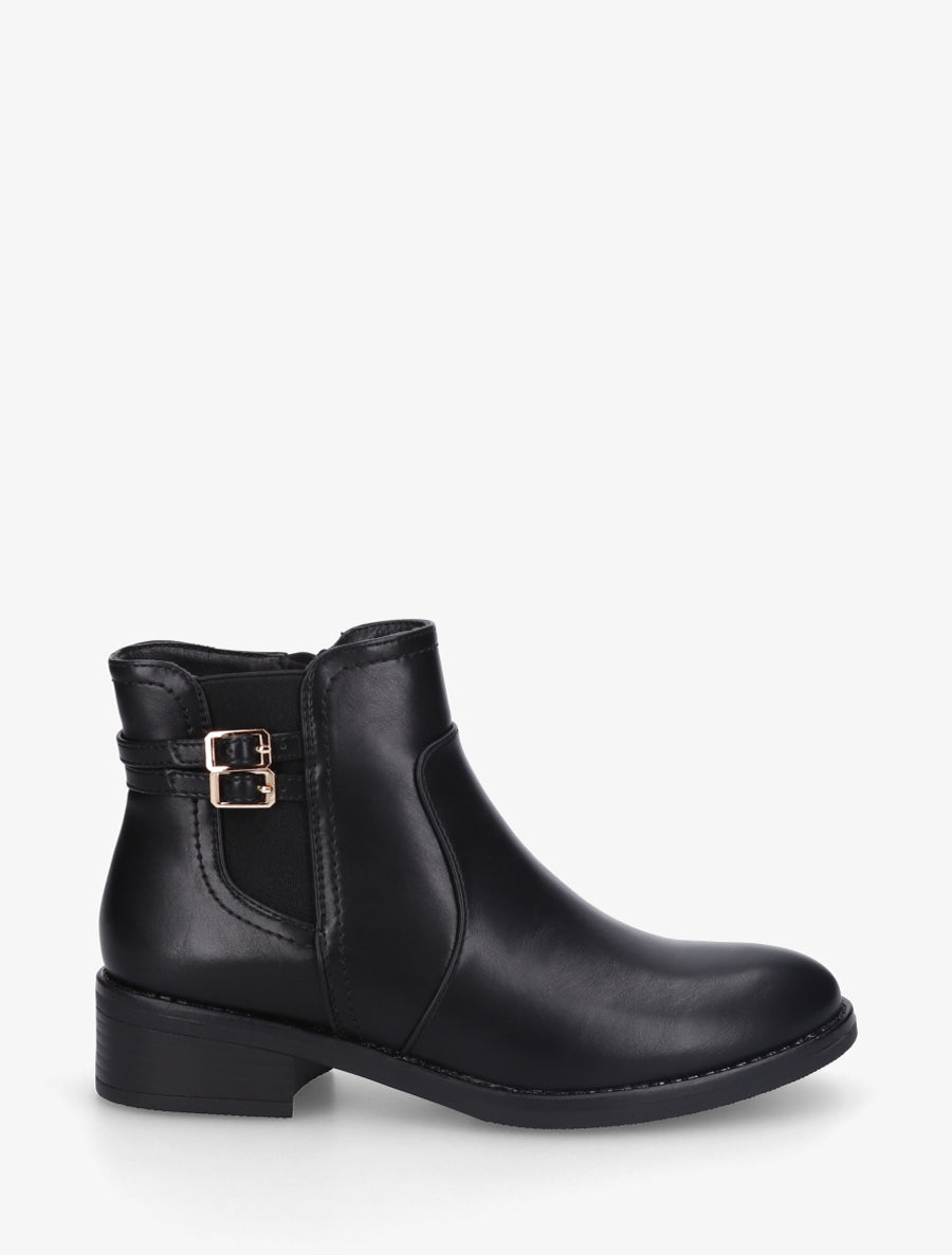 Bottines élastiquées à double sangles - Noir - 1