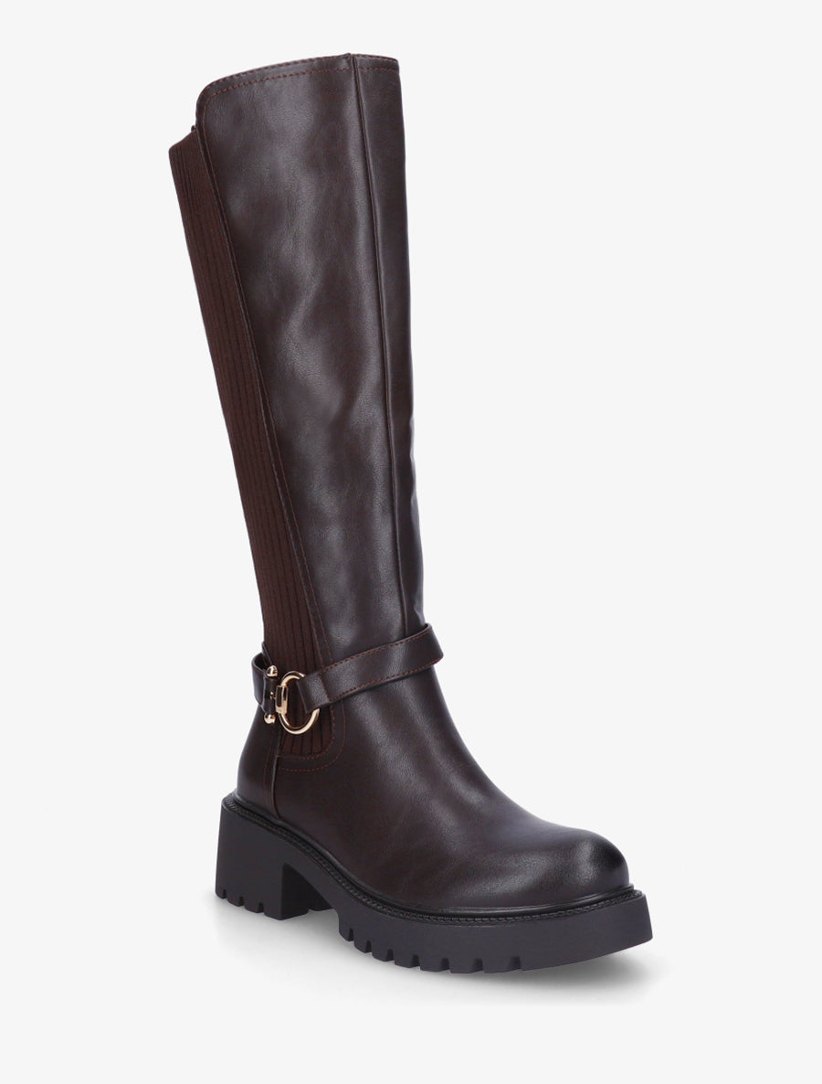 Bottes bimatière à boucle - Marron - 2