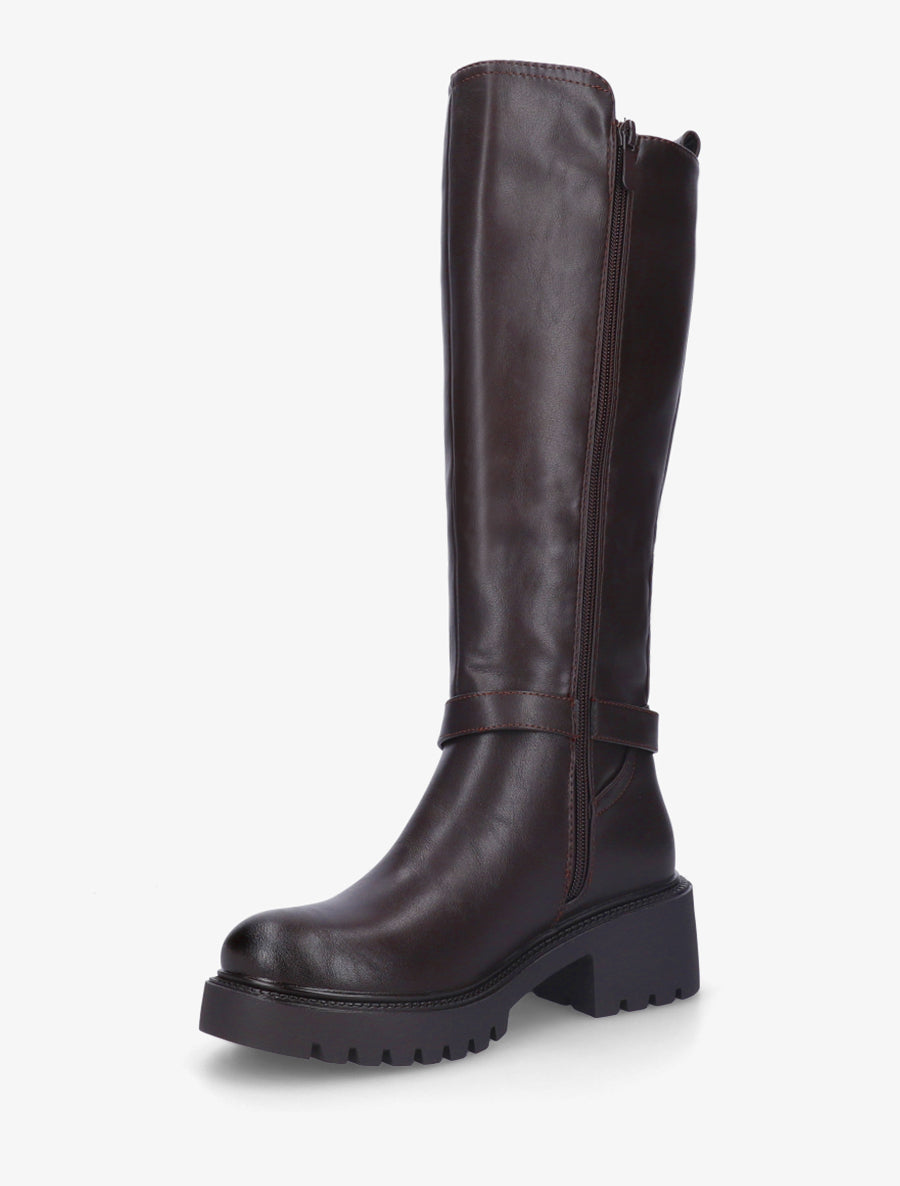 Bottes bimatière à boucle - Marron - 3