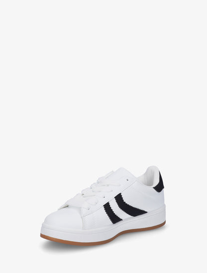 Baskets en simili à bandes contrastantes - Blanc - 3