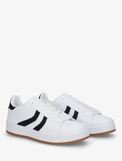 Baskets en simili à bandes contrastantes - Blanc - 4