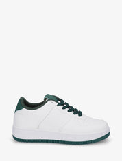 Baskets basiques en simili - Blanc/vert foncé - 1