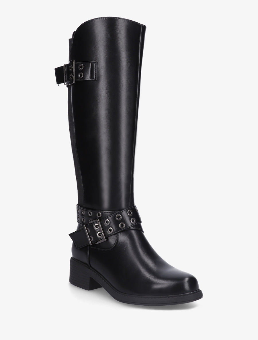 Bottes élastiquées à double sangles - Noir - 2