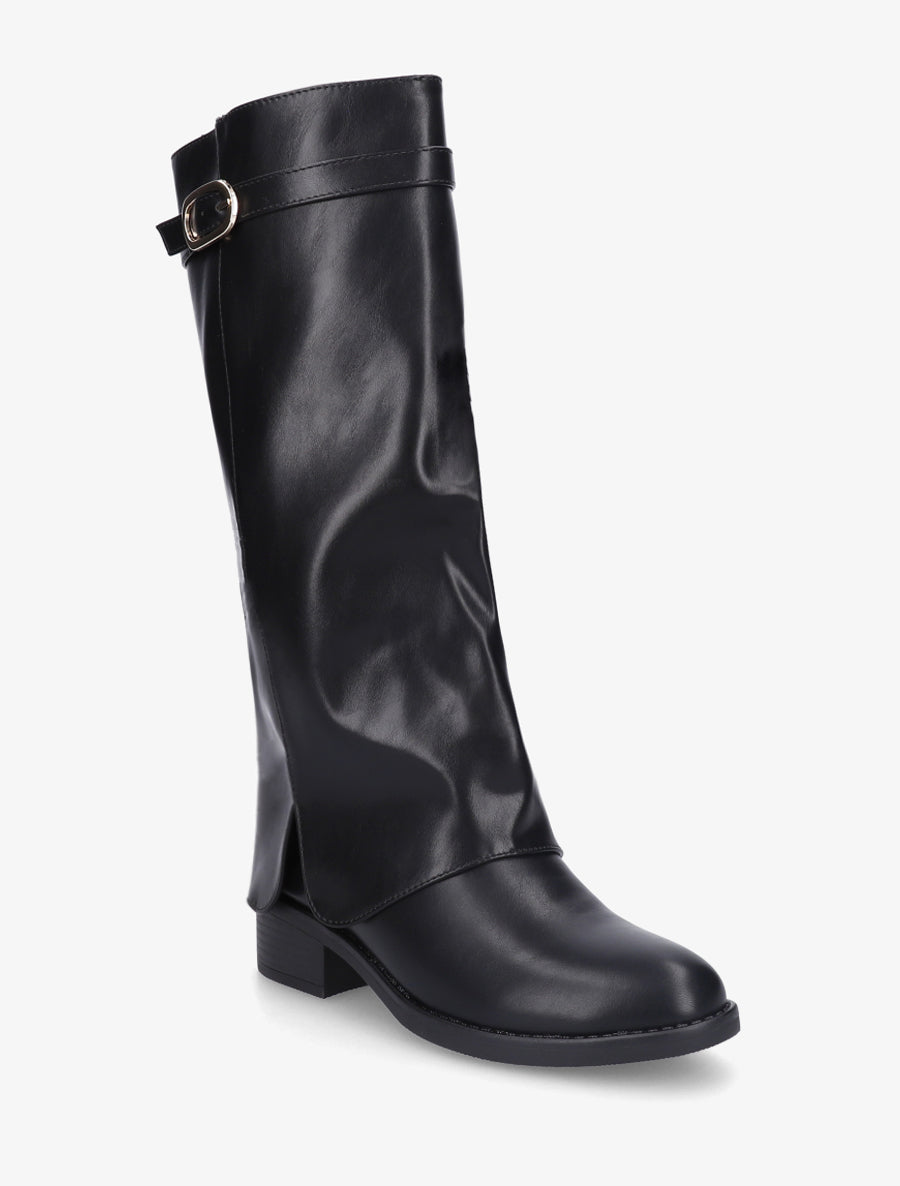 Bottes en simili à revers - Noir - 2