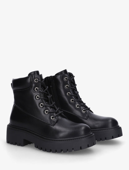 Bottines à lacets en simili - Noir - 4