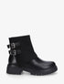 Boots bi-matière à revers et boucles - Noir - 1
