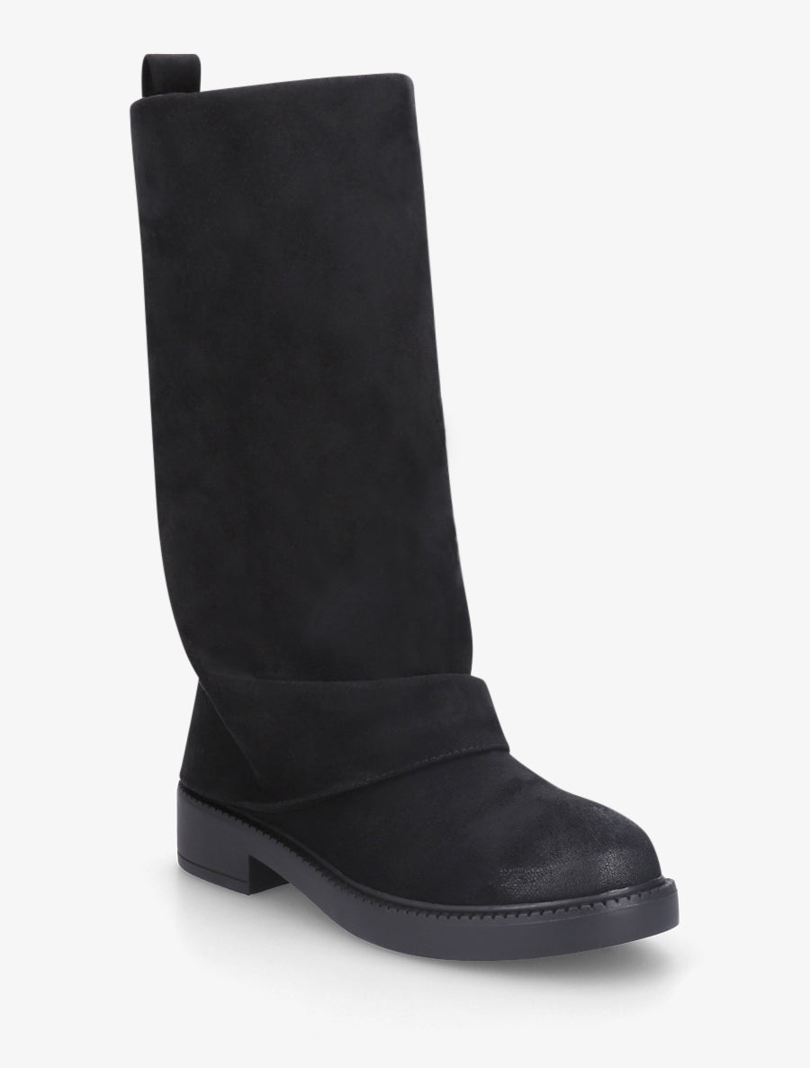 Bottes à revers basiques en suédine - Noir - 2