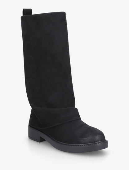 Bottes à revers basiques en suédine - Noir - 2
