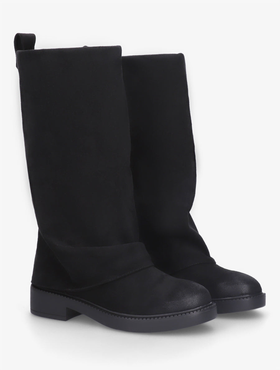 Bottes à revers basiques en suédine - Noir - 4