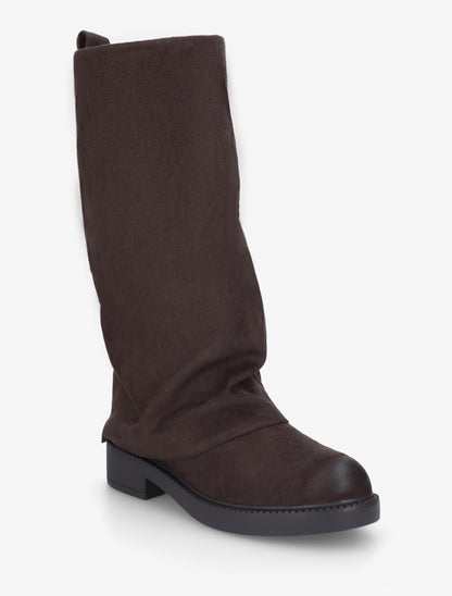 Bottes à revers basiques en suédine - Marron - 2