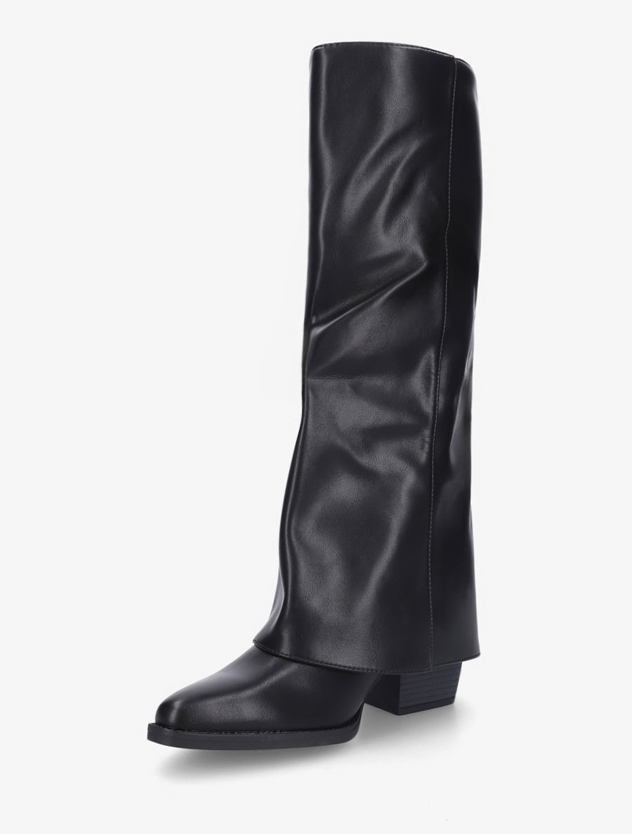 Bottes en simili à revers - Noir - 3