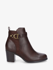 Bottines bimatière à bride latérale - Marron - 1