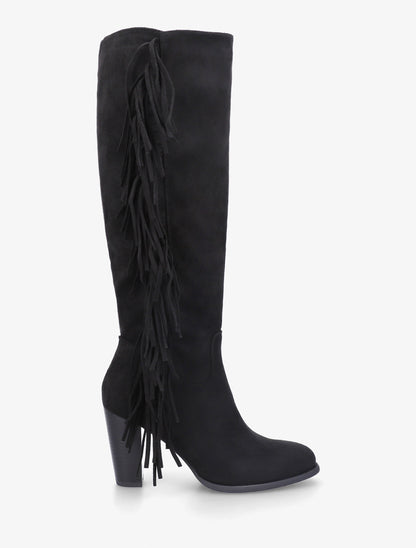 Bottes en suédine à franges - Noir - 1